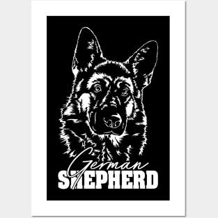 Proud K9 German Shepherd dog portrait Posters and Art